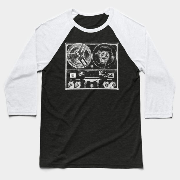 Reel To Reel Analog Tape Machine Retro Recording Studio Music Baseball T-Shirt by blueversion